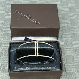 City by City CZ Fine Silver Plated Bangle Bracelet